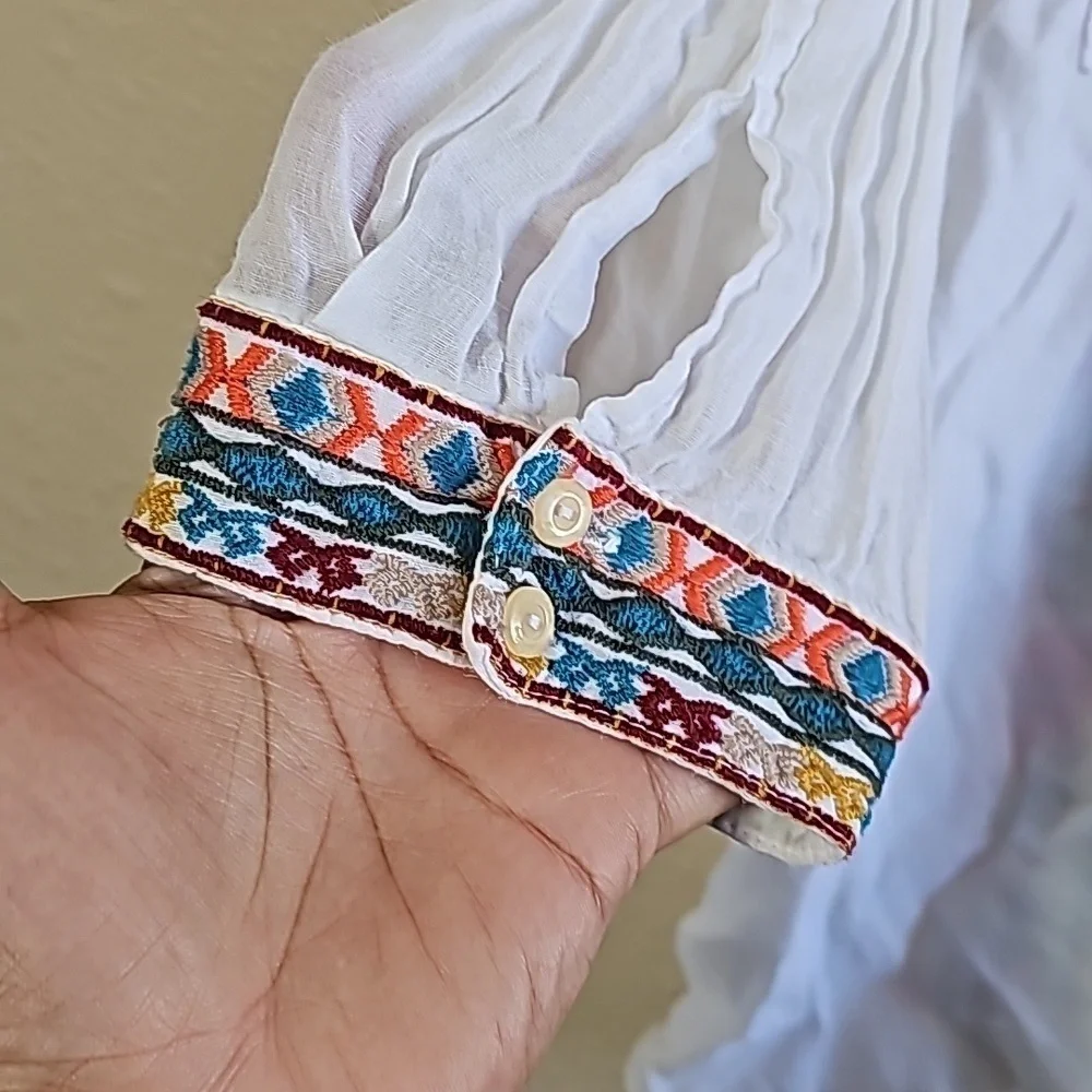 Johny Was 3J Workshop White Embroidered Top - Picture 6 of 10